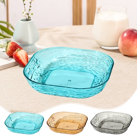 Large Capacity Plastic Fruit Tray | Multi-Colored Candy Snack Platter for Kitchen, Coffee Table & Party | Elegant Durable Serving Bowl | 14x11.5x3.5cm | Blue Yellow | 1 Pack