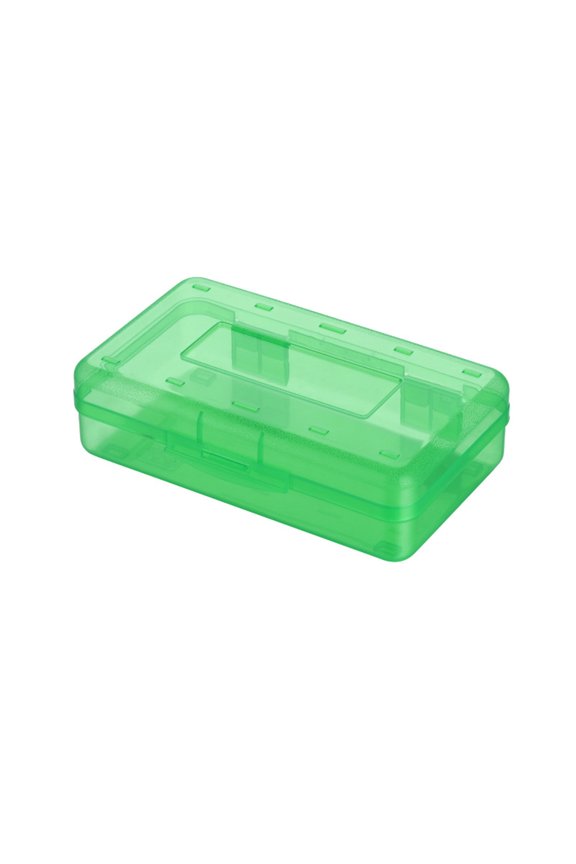 Large Capacity Plastic Pencil Box, Plastic Pencil Case Boxes Hard Pencil Case Crayon Box with Snap-tight Lid Plastic Pencil Boxes Supply Boxes for Boys Girls School, 8" x 5" x 2 (Green)