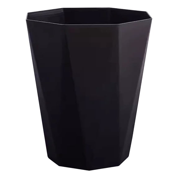 Large Capacity Plastic Round Trash Can With Wavy Design, 13 Gallon Garbage Bin For Kitchen Living Room, Durable Indoor Waste Basket With Lid, Black