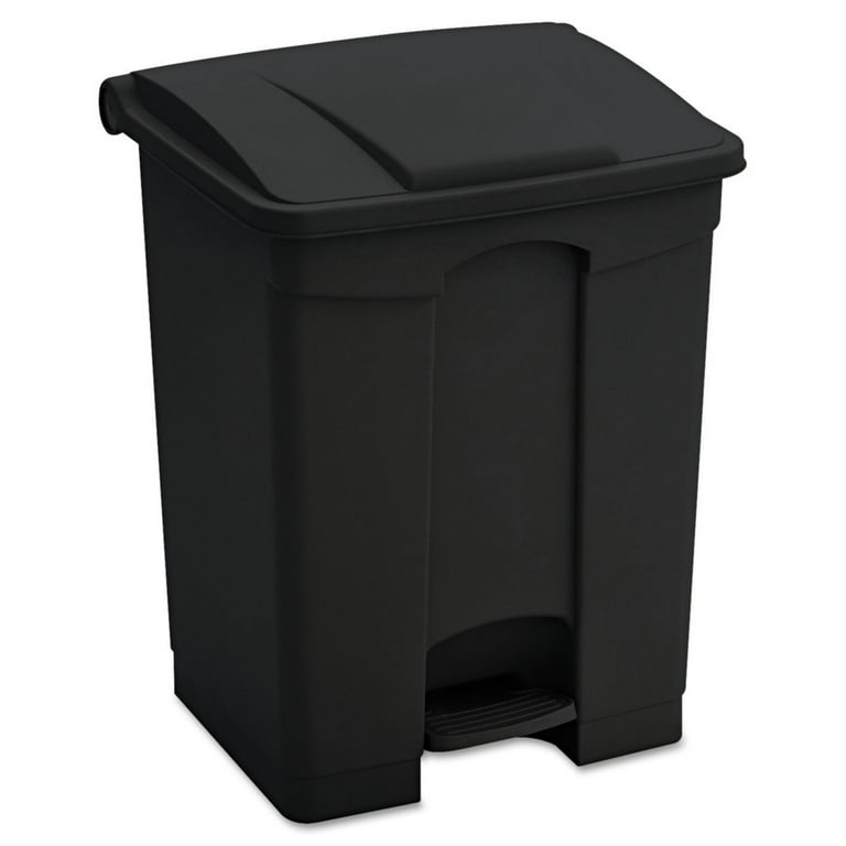 Large Capacity Plastic Step-On Receptacle, 23 gal, Plastic, Black Large Capacity Plastic Step-On Receptacle, 23 gal, Plastic, Black