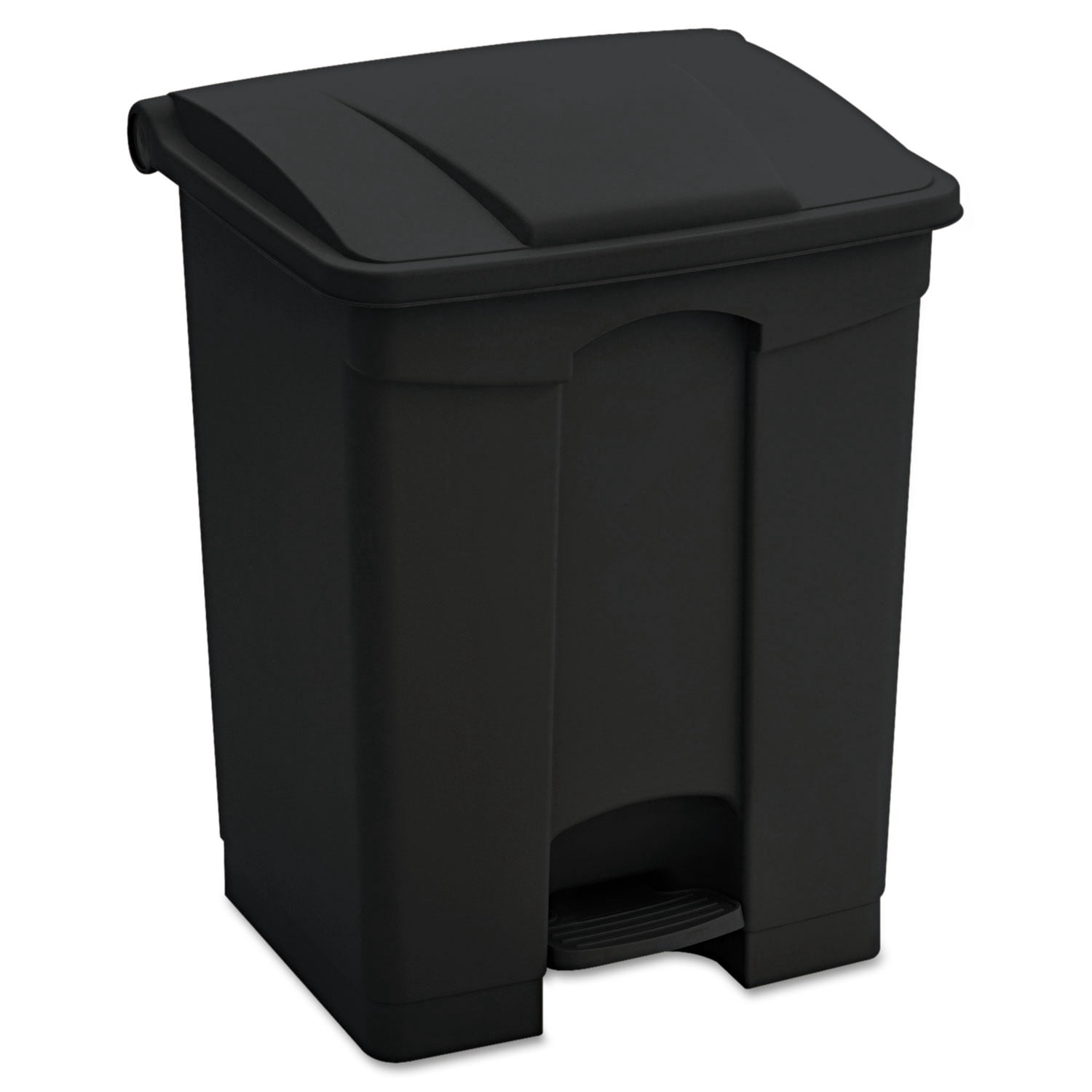 Safco Hands Free Plastic Step-On Receptacle Trash Can - 23 Gallon in Black
