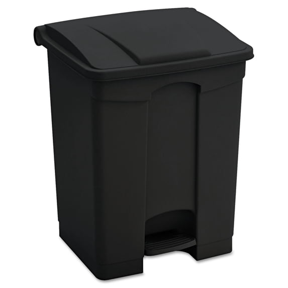 Safco Hands Free Plastic Step-On Receptacle Trash Can - 23 Gallon in Black