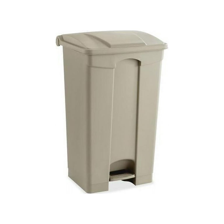 Large Capacity Plastic Step-On Receptacle, 23 gal, Plastic, Tan Large Capacity Plastic Step-On Receptacle, 23 gal, Plastic, Tan