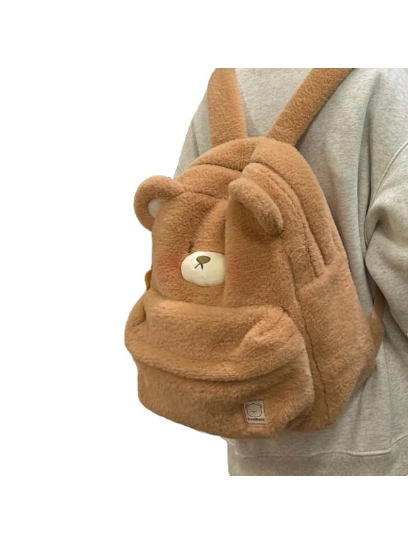 Large Capacity Plush Backpack for Women Student School Bookbags Cartoon Bear Backpack Travel Bag Fashion Casual Daypack
