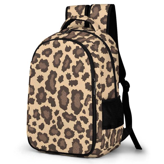 Large Capacity Pocket Backpack 12.6 X 16.5in Double Zipper Design Side Pocket Straps With Buttons Leopard Skin Print Style DarkGreen1_3