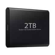 Large Capacity Portable External SSD Solid State Hard Backup Drive, Type-C to USB 3.0, Black Metal, High Speed