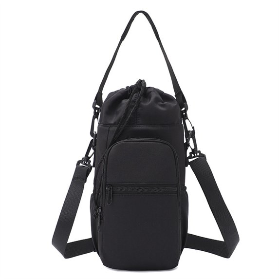 Large Capacity Portable Water Bottle Shoulder Carrier Bag For Camping Hiking Outdoor Sports And Travel Your Outdoor Companion For Daily Hydration (Black)
