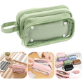 thumbnail image 1 of Large Capacity Pouch Case with 3 Zippers, Aesthetic Pencil Case Pouch, Cute Pencil Bag for Classroom Stationery Storage (Green), 1 of 8