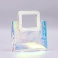 thumbnail image 1 of Large Capacity Practical PVC  Transparent Round Shape Handle Clear Tote Bag Hand Gift Bag Waterproof Storage Bag Transparent Shopping Bags XXS SMALL SQUARE HANDLE, 1 of 8