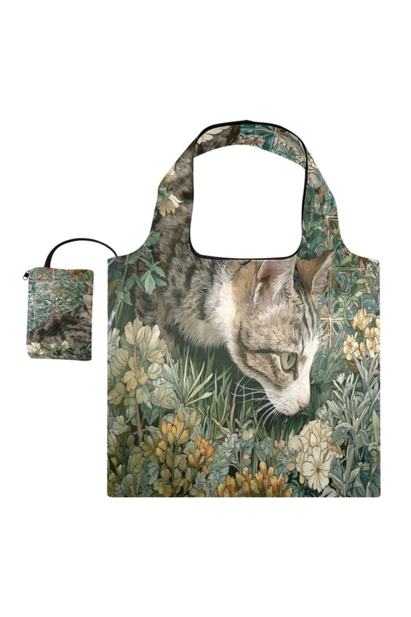 Large Capacity Print Tote Bag,Lightweight Portable Foldable Shopping Bag A Cat