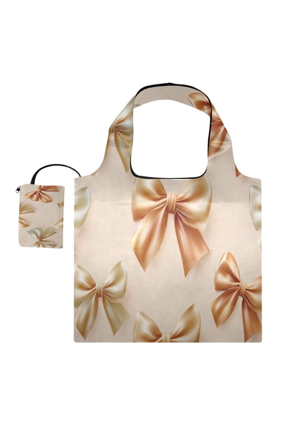 Large Capacity Print Tote Bag,Lightweight Portable Foldable Shopping Bag Bow Seamless