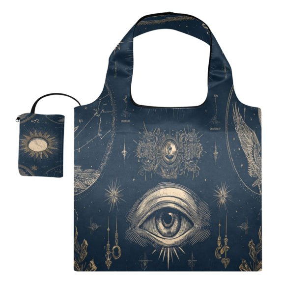 Large Capacity Print Tote Bag,Lightweight Portable Foldable Shopping Bag Dark Blue Background