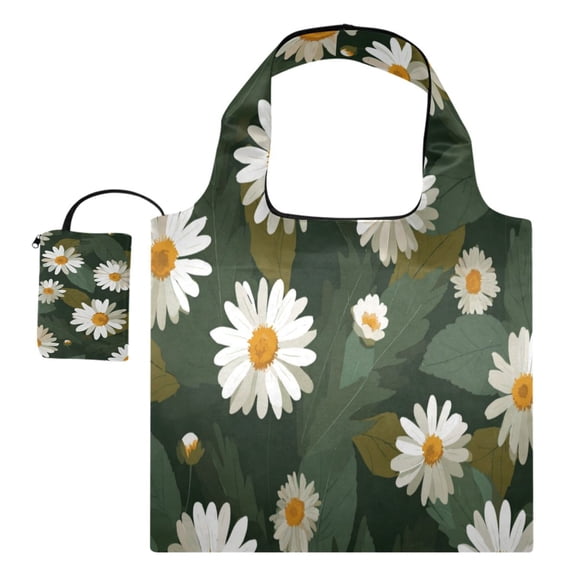 Large Capacity Print Tote Bag,Lightweight Portable Foldable Shopping Bag Dark Olive Green Leaves