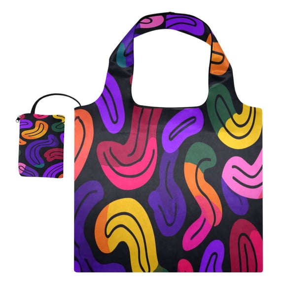 Large Capacity Print Tote Bag,Lightweight Portable Foldable Shopping Bag Different Thick Neon