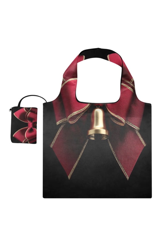 Large Capacity Print Tote Bag,Lightweight Portable Foldable Shopping Bag Gold Bell