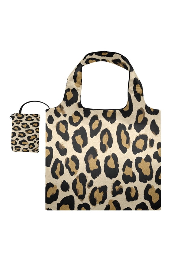 Large Capacity Print Tote Bag,Lightweight Portable Foldable Shopping Bag Leopard Print Vector