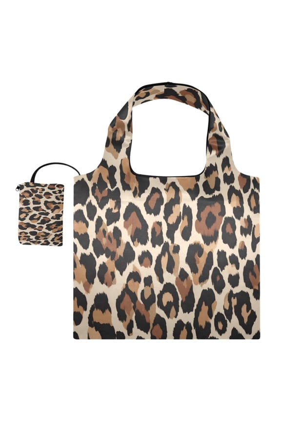 Large Capacity Print Tote Bag,Lightweight Portable Foldable Shopping Bag Leopard Print