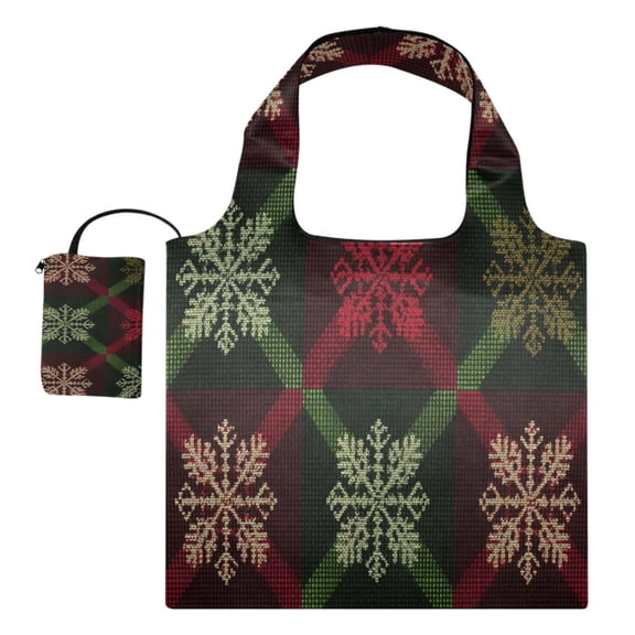Large Capacity Print Tote Bag,Lightweight Portable Foldable Shopping Bag Red Green