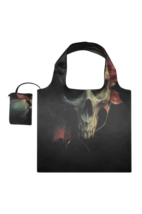 Large Capacity Print Tote Bag,Lightweight Portable Foldable Shopping Bag Skull