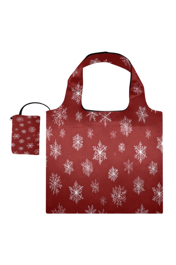 Large Capacity Print Tote Bag,Lightweight Portable Foldable Shopping Bag Snowflake Pattern