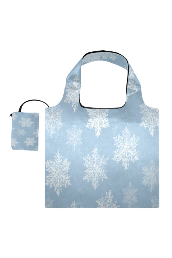 Large Capacity Print Tote Bag,Lightweight Portable Foldable Shopping Bag Snowflakes