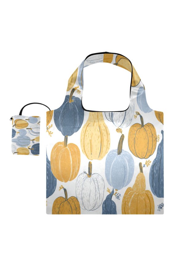 Large Capacity Print Tote Bag,Lightweight Portable Foldable Shopping Bag Yellow Palette Of Pumpkins