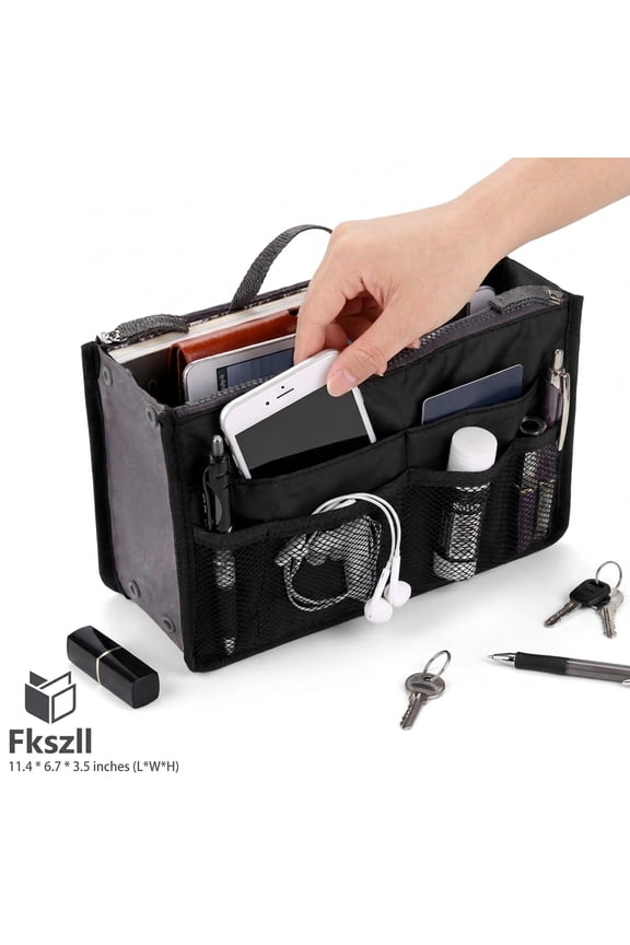 Large Purse Organizer Dividers Inserts Handbag Organizer Outdoor Travel Insert Compartment Tote Bag for Cosmetics Phones Cards Money