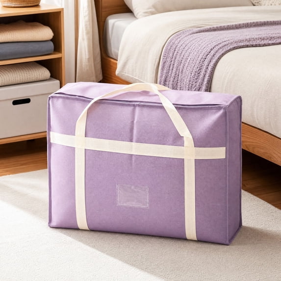 Large Capacity Quilt Storage Bag Waterproof Dustproof, Heavy Duty Moving Packing Organizer for Comforters Blankets, Reinforced Handles Durable Fabric, Home Relocation Essential