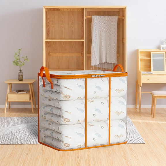 Large Capacity Quilt Storage Bag | Waterproof & Humidity Proof Clothing Organizer | Transparent PVC Zipper Bag for Moving & Packing | 1-Piece Storage Box