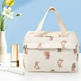 thumbnail image 1 of Large Capacity Quilted Cotton Cosmetic Organizer Bag, Portable and Stylish Tote with Divided Compartments for Makeup and Toiletries, 1 of 9
