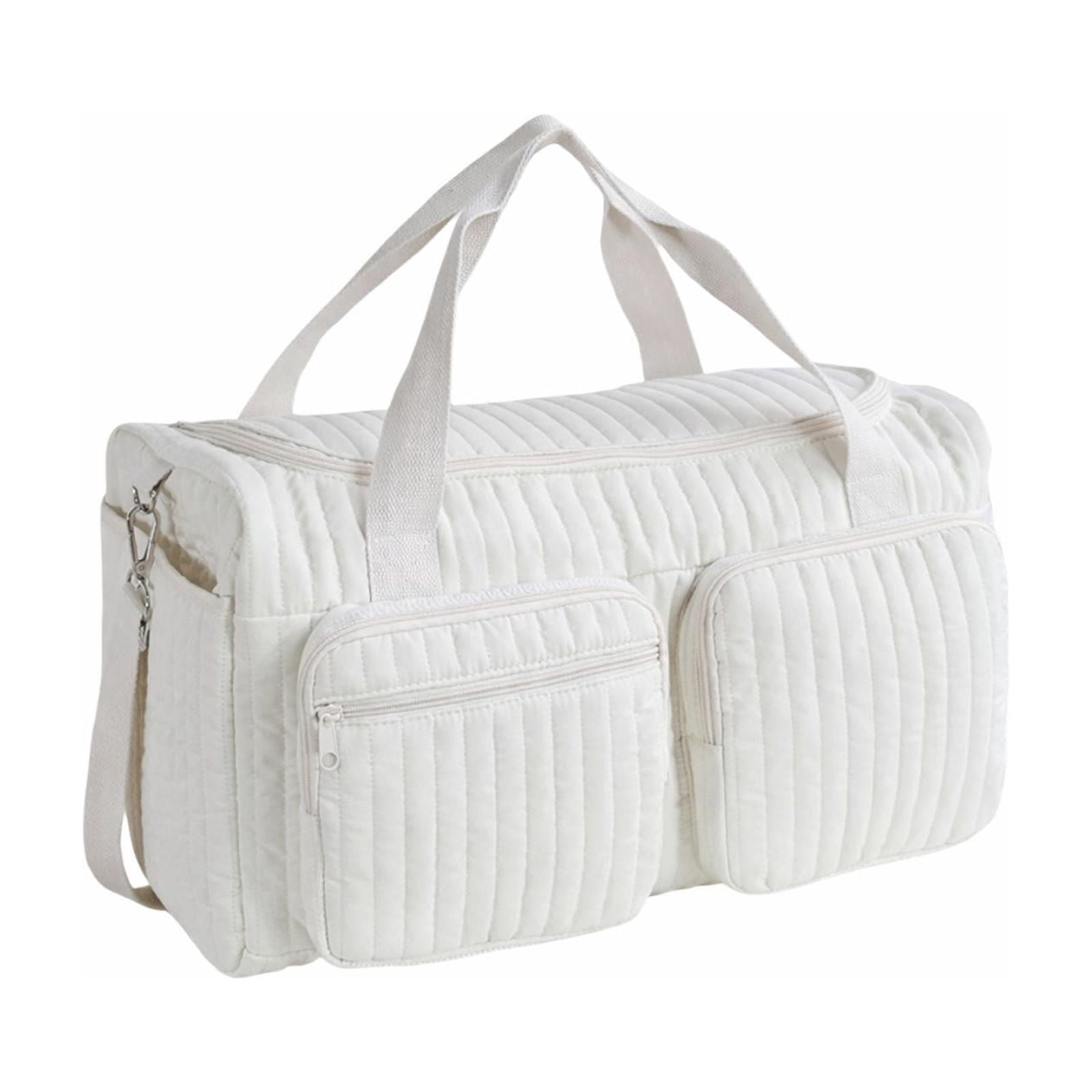 Large Capacity Quilted Diaper Tote Bag Soft Maternity Hospital Bag for Travel and Daily Outdoor Use(Beige,48cm)