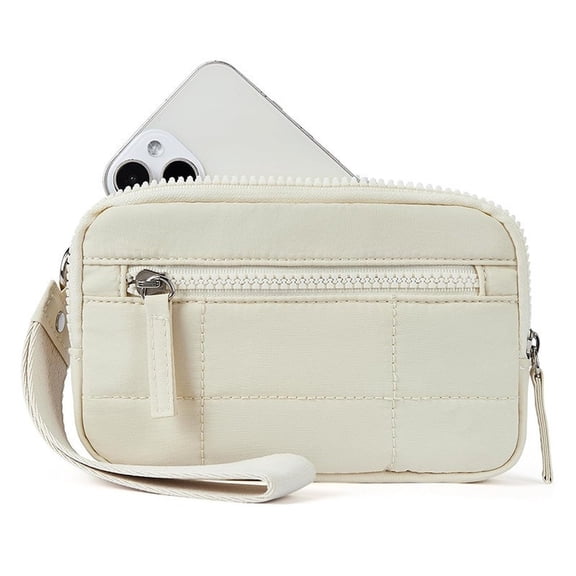 Large Capacity Quilted Wristlet Wallet with PVC Window, Folded Handbag and Coin Purse for Women, Portable Phone Case Pouch，F