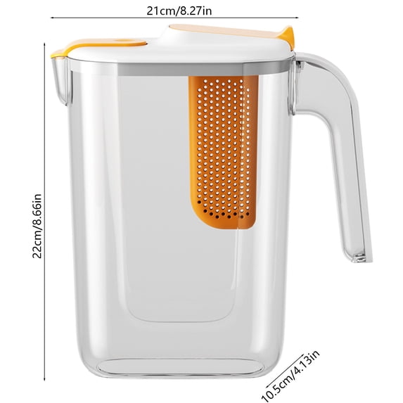Large Capacity Refrigerator Cold Water Kettle with Fruit Filter – 2.6L Household Hard-Wearing Water Jug for Iced Drinks, Fruit Tea, Lemonade, and Beverages
