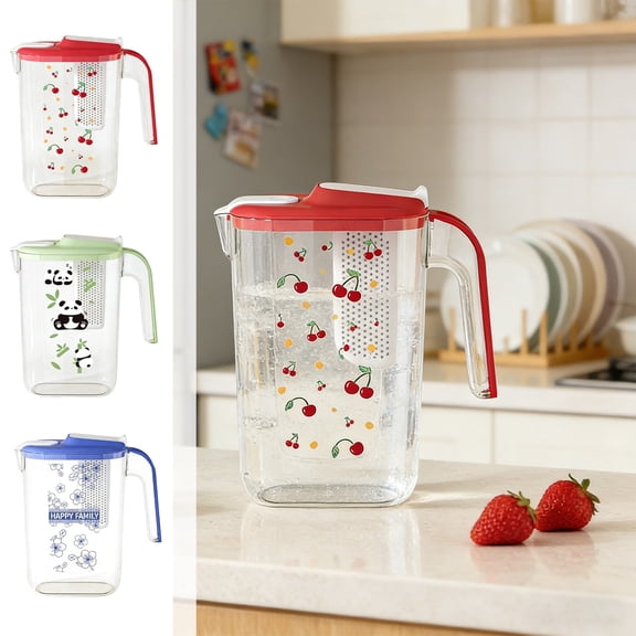 Large Capacity Refrigerator Cold Water Pitcher, with Spigot BPA-Free Clear Plastic Fruit Infuser Pitcher Household Cold Water Dispenser, for Iced Tea Lemonade Home Living Party Beverage Use, Blue