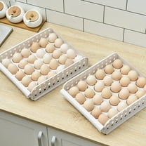 Large Capacity Refrigerator Egg Storage Box | Holds Up to 60 Eggs | Drawer Style Egg Organizer Tray | Space Saving Kitchen Organization | White Plastic Egg Carton | 1-Piece