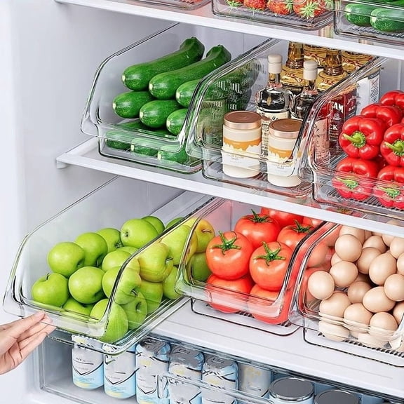 Large Capacity Refrigerator Storage Box  Transparent Pull-Out Fridge Organizer for Kitchen Food Cabinet Space Saving Storage