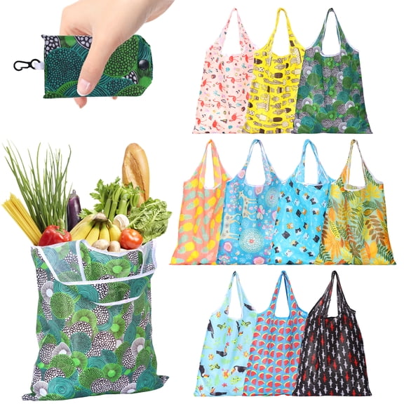 Large Capacity Reusable Shopping Bag 10 Pack Foldable Grocery Bag Lightweight, Lightweight Shopping Tote Bag Machine Washable