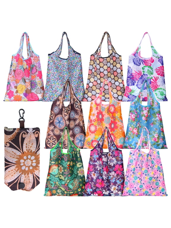 Large Capacity Reusable Shopping Bag 10 Pack Foldable Grocery Bag Lightweight, Lightweight Shopping Tote Bag Machine Washable