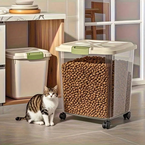 Large-Capacity Rolling Pet Food Storage Bin for Dog Food