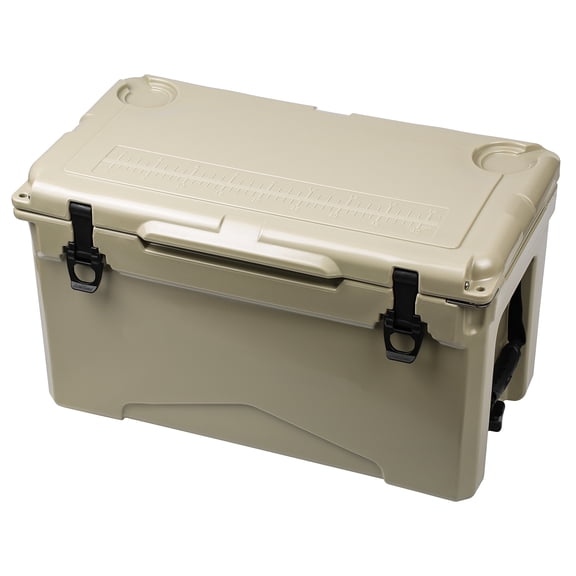Large Capacity Rotomolded Insulated Cooler, Up to 5 Days Ice Retention, Food Grade Safe, UV Protected, Leak-Proof Seal, Sturdy Lid Supports 310 LBS, Ideal for Camping, Fishing, Beach.