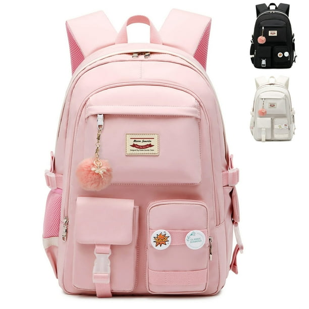 Large Capacity Rucksack Secondary Middle High School Multi Pocket Backpack School Bags Pink