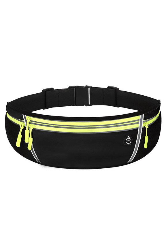 Large Capacity Runner Waist Pack With 4 Pockets,For Hiking Travel Camp Workout ,Easy Carry Phones - black green