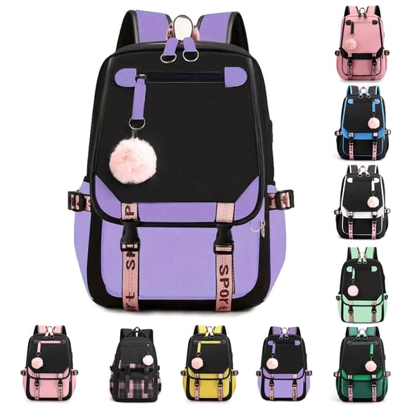 Large Capacity School Bag, Two Tone Large Capacity Pack, Water Resistant Multiple Pockets Design For 15.6 Inch Laptop Daily Errands (H)