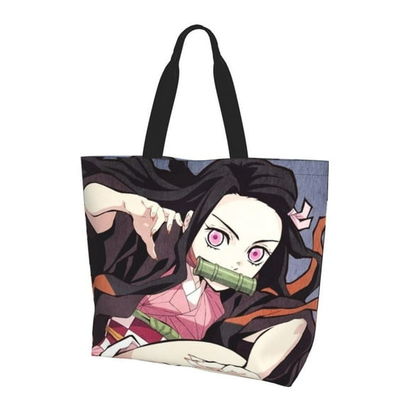 Large Capacity Shoulder Bag, Demon Slayer Kamado Nezuko Tote Bags Shopping Handbag Portable Grocery Travel