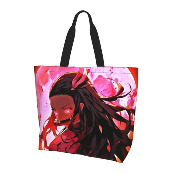 Large Capacity Shoulder Bag, Demon Slayer Kamado Nezuko Tote Bags Shopping Handbag Portable Grocery Travel