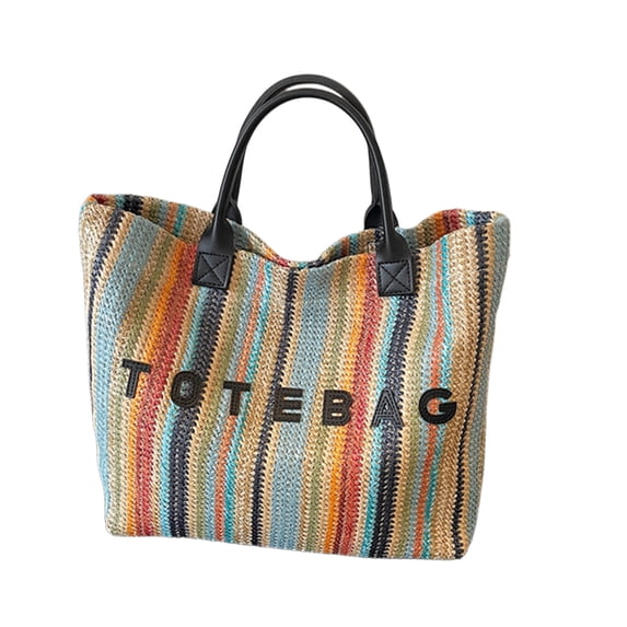 Large Capacity Shoulder Bag for Women, Woven Tote Bag, Lightweight Summer Commuting Handbag for Travel Work and Everyday Use