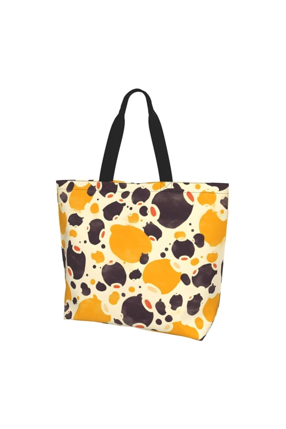 Large Capacity Single Shoulder Shopping Bag 19.715.75.9in Main Pocket Large To Accommodate Your Daily Needs Can Be Portable Can Be A Single Shoulder Back Milk Cow Print Style Sienna_3