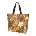 thumbnail image 1 of Large Capacity Single Shoulder Shopping Bag 19.7×15.7×5.9in Main Pocket Large To Accommodate Your Daily Needs Can Be Portable Can Be A Single Shoulder Back Yellow Background With Flowers, 1 of 8