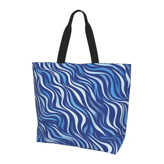 Large Capacity Single Shoulder Shopping Bag 19.7×15.7×5.9in Main Pocket Large To Accommodate Your Daily Needs Can Be Portable Can Be A Single Shoulder Back Zebra Print Style Lightblue_3