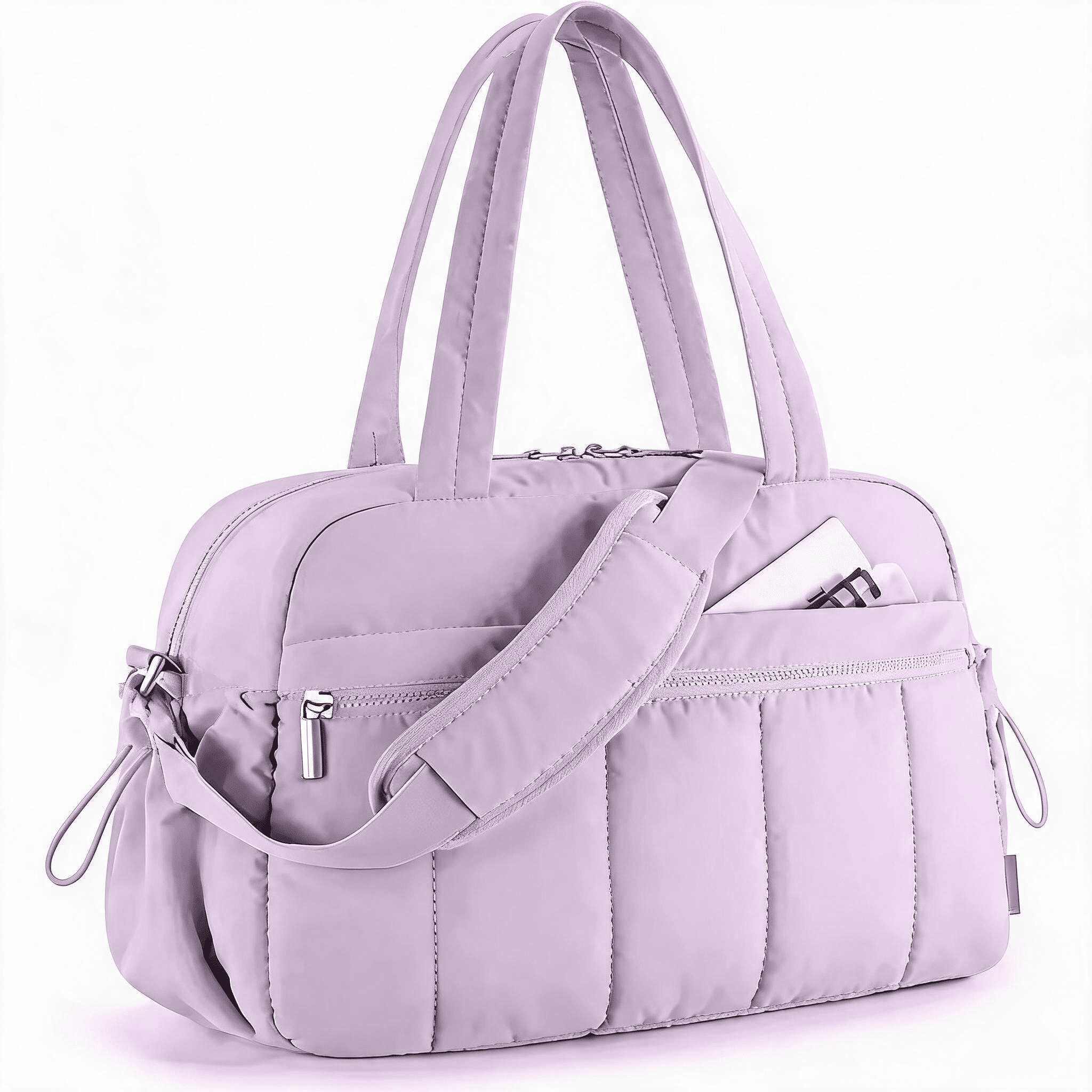 Large Capacity Slit Fluffy Shoulder Bag, Waterproof Portable Luggage Tote Bag, Multi Zipper Pocket Design, Sports And Fitness Travel Handbag